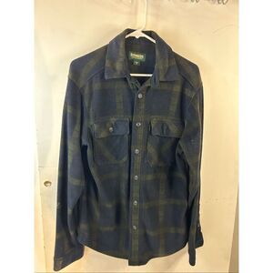 Outdoor Life‎ Small S plush Flannel buttons shirt green black rn#15099